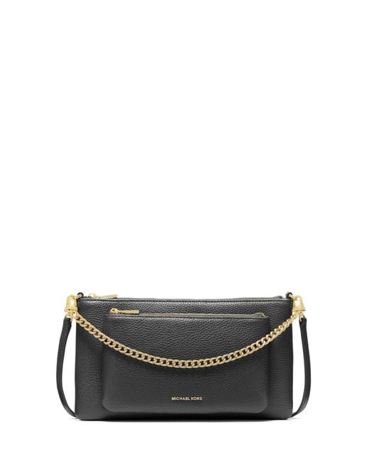 MICHAEL Michael Kors Gray Mk Jet Set Medium Pebbled Leather Convertible Crossbody Bag