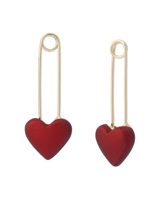 Betsey Johnson Red Jewelry Love Spell Heart Safety Pin Drop Earrings