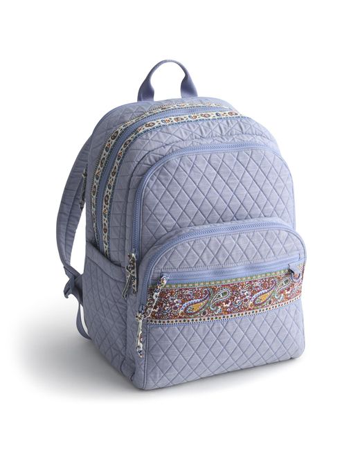 Vera Bradley Blue Premium Cotton Xl Bancroft Backpack