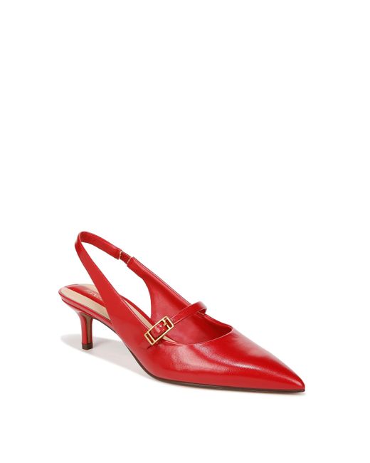 Franco Sarto S Khloe Pointed Toe Slingback Kitten Heel Cherry Red Leather 6.5 M