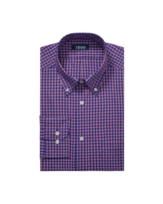 Izod Purple Fit Dress Shirt Stretch Check for men