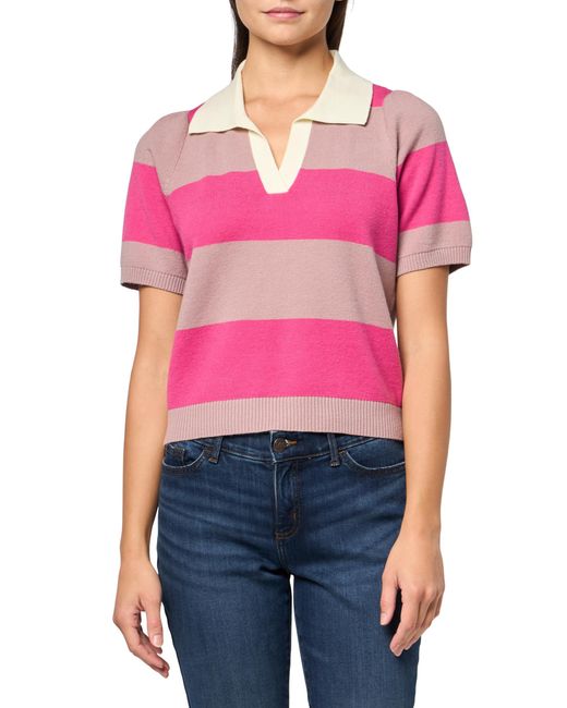 Lucky Brand Pink Striped Polo Short Sleeve Tee