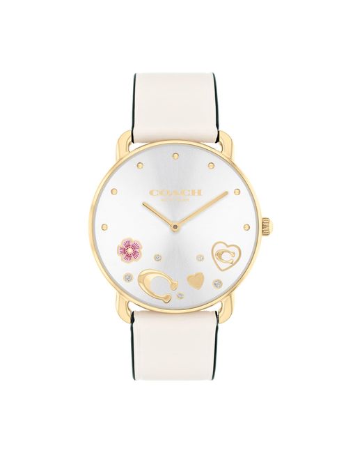 COACH White Stainless Steel Wristwatch With Iconic Charms In The Dial - Water Resistant 3 Atm/30 Meters - Premium Fashion Timepiece For All