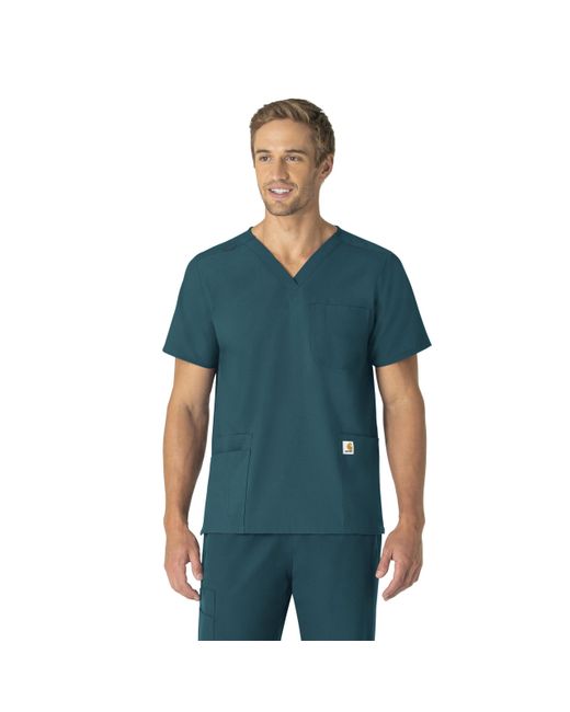 Carhartt Blue S V-neck 6-pocket Top Medical-scrubs-shirts