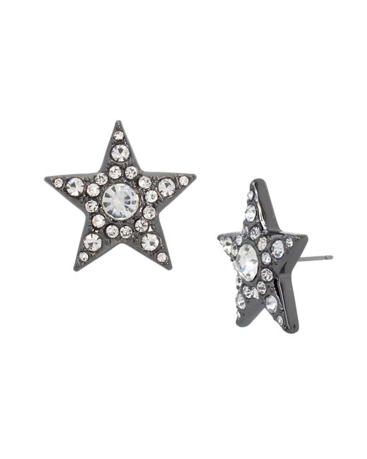 Betsey Johnson Metallic S Pavé Star Button Earrings