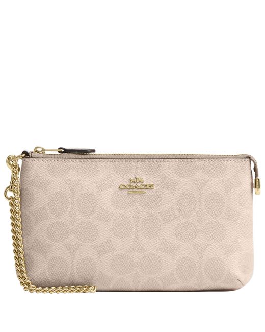 COACH Natural Large Wristlet W Chain