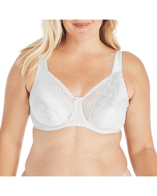 Playtex White Womens Secrets Love My Curves Signature Floral Underwire Full Coverage Us4422 Bras