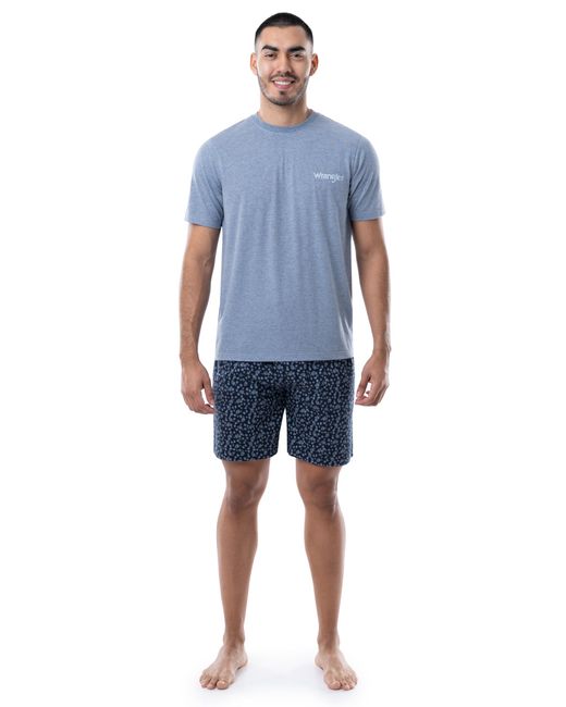 Wrangler Blue Jersey Top And Micro-sanded Cotton Shorts Pajama Sleep Set for men
