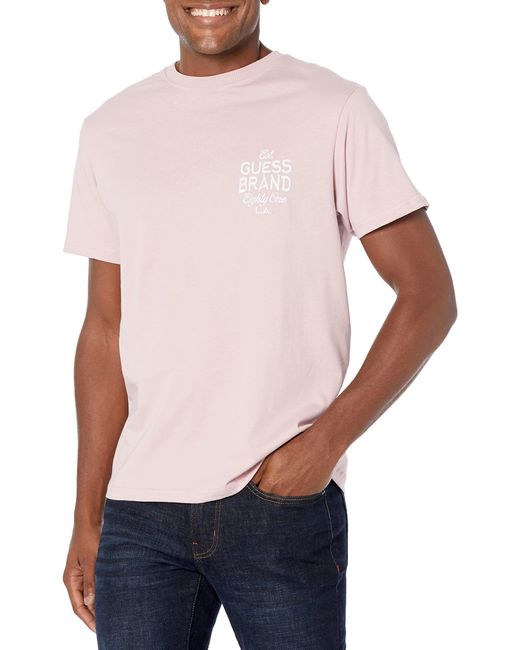 Maglietta Eco Jorik Logo Uomo di Guess in Pink da Uomo