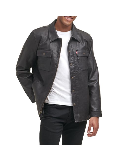 Levi's faux leather hooded jacket hotsell