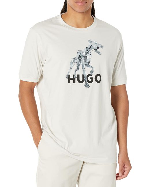 Boss White Hugo Big Graphic Logo Cotton T-shirt for men