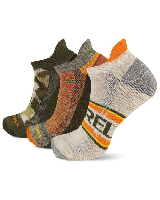 Merrell Brown And Repreve Recycled Everyday Low Cut Tab Sock With Moisture Wicking And Blister Prevention 3 Pair Pack