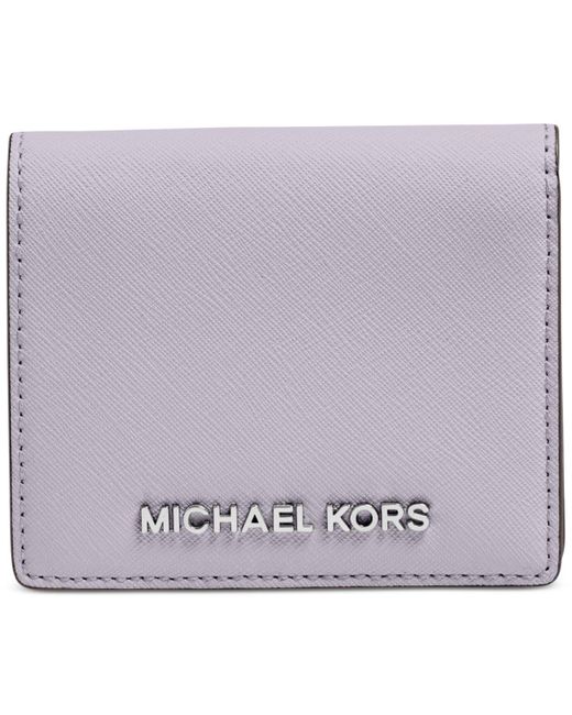 Michael Kors Purple Michael Jet Set Travel Flap Card Holder Lilac/silver