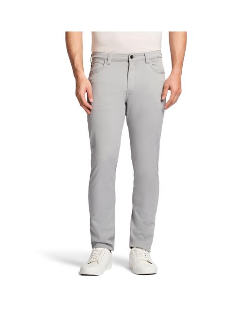 Izod Gray Saltwater Stretch Flat-front Chino Pants for men