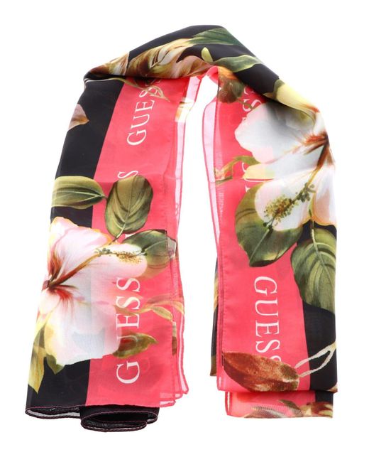 Guess Pink Scarf 70 X 180 Black Multi