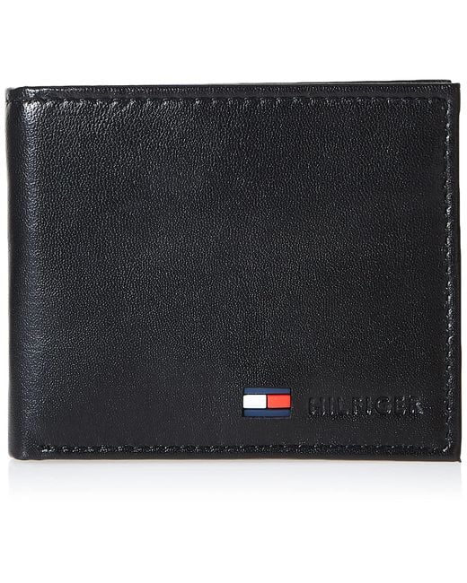 Tommy Hilfiger Genuine Leather Slim Bifold Wallet With Coin Pocket in Black  for Men - Save 23% | Lyst