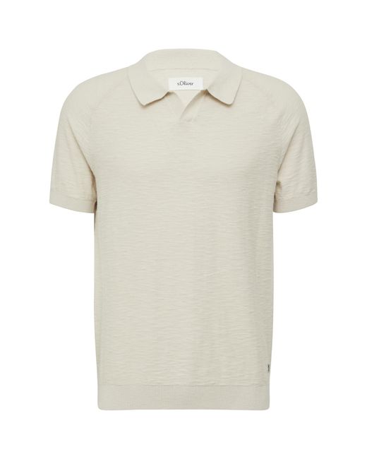 S.oliver Gestricktes Poloshirt mit Flammgarnstruktur wollweiß XL in White für Herren