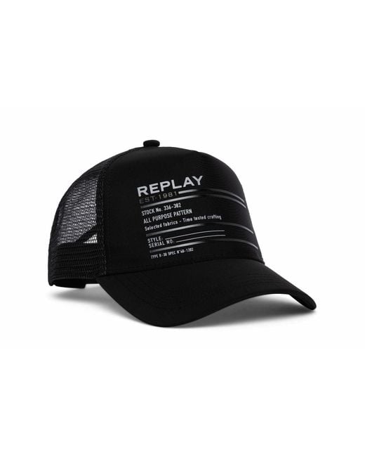 Replay Black Am4343 Baseball Cap for men