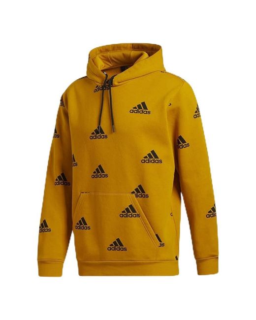 Adidas Yellow Badge Of Sport All Over Print Pullover Legacy Gold Xl for men