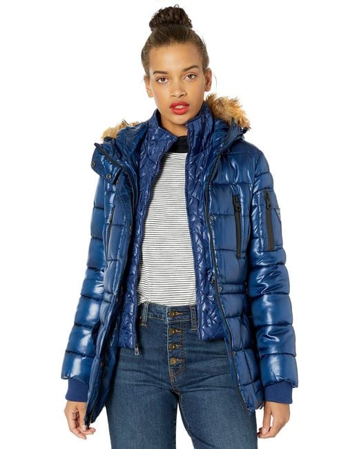 guess blue puffer jacket