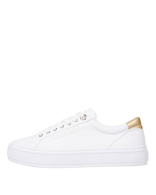 Tommy Hilfiger Essential Vulc Canvas Sneaker Fw0fw07682 Gevulkaniseerde Sneakers Voor in het White