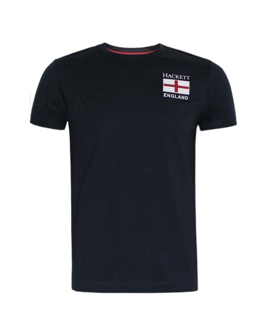 Hackett Black England Usc Ss T Shirt/tee Classic Fit for men