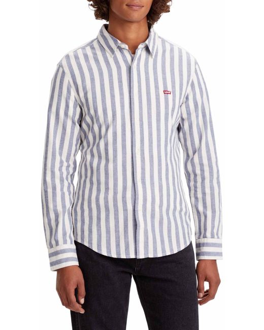 Levi's White Long-sleeve Battery Housemark Slim Shirt for men
