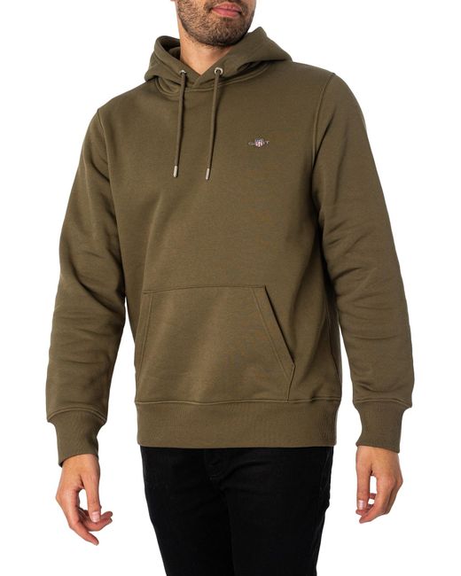 Felpa con Cappuccio Reg Shield di Gant in Green da Uomo