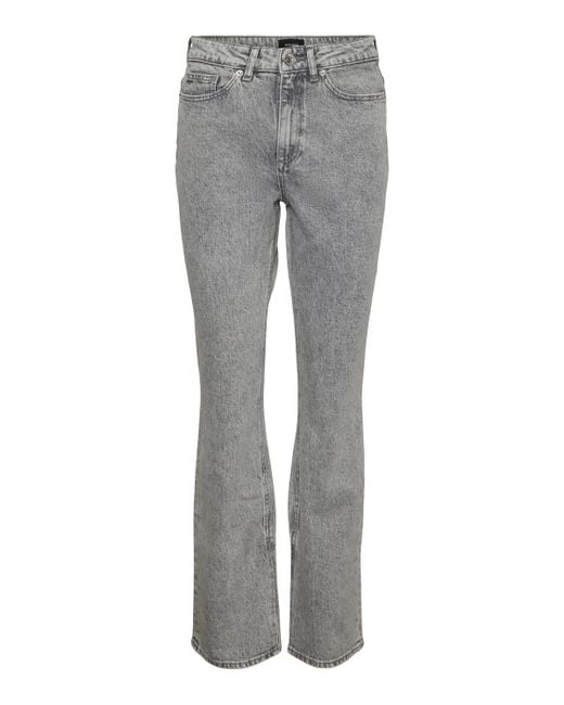 Vero Moda Gray Vmselma Hr Flared Slit Jeans Ra204 Pants