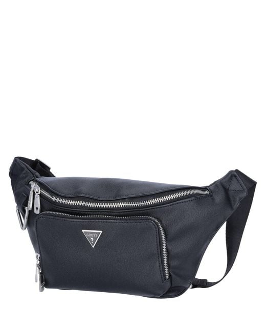 Guess Blue Milano Maxi Bum Bag With Front Pocket Black
