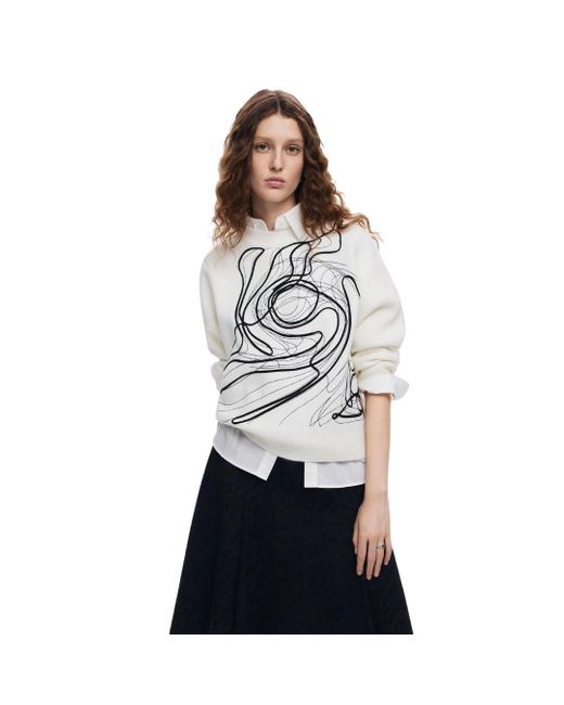Desigual Women's Thick Knit Pullover Sweater - Heart Jacquard Pattern Long Sleeve - View #9