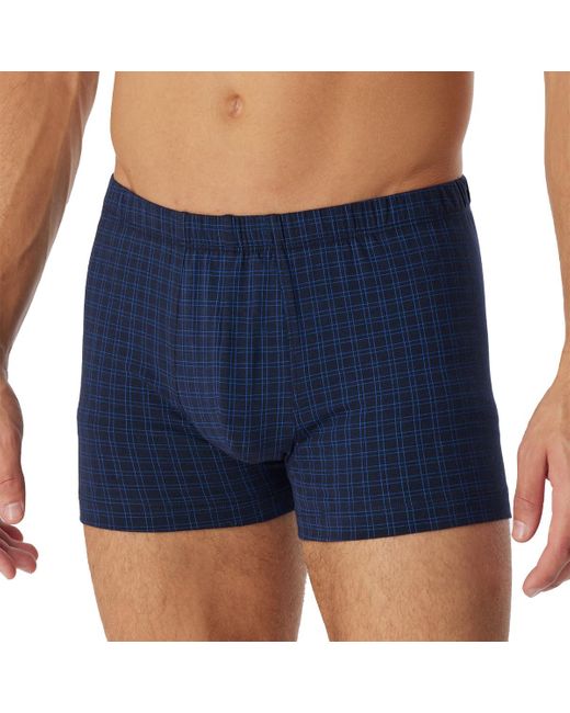 Schiesser Short für Männer weich und bequem ohne Gummibund Bio Baumwolle-Cotton Casual Unterwäsche in Blue für Herren
