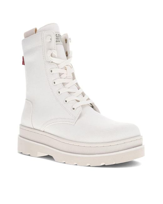 Levi's White Eliana Neo Canvas Fashion Platform Boot