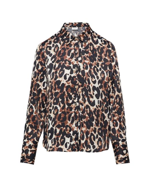 S.oliver White Strukturierte Hemdbluse mit Leo-Print schwarz 46