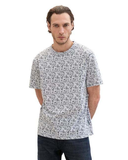 Tom Tailor Basic T-Shirt mit Allover-Print in Gray für Herren