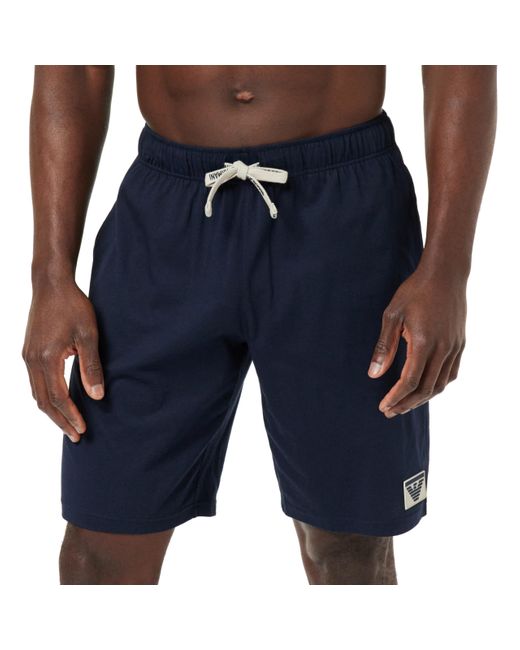 Emporio Armani Blue Piping Logoband Loungewear Bermuda Shorts for men