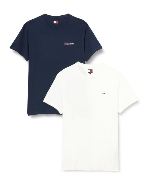 Tommy Hilfiger 2er Pack T-Shirts Kurzarm Slim Mix Tee mit Rundhalsausschnitt in Blue für Herren