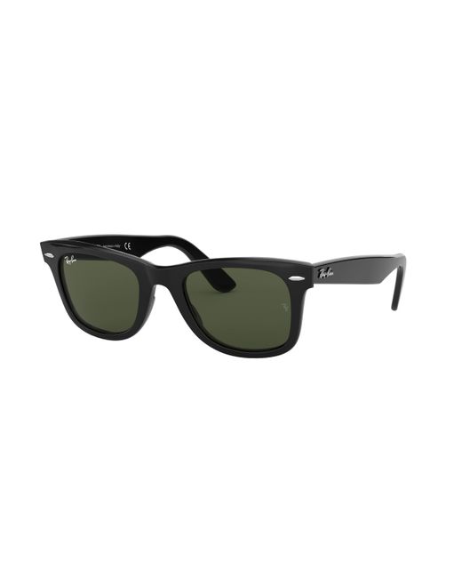 Ray-Ban Rb2140f Original Wayfarer Asian Fit Sunglasses, Black/green, 52 Mm