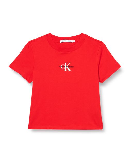 Calvin Klein Red Short-sleeve T-shirt Crew Neck