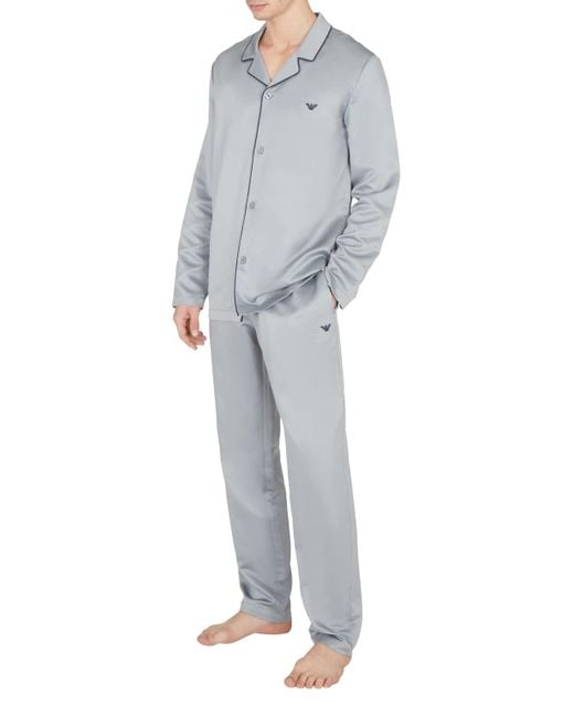 Emporio Armani Satin Deluxe Pajamas in Gray für Herren