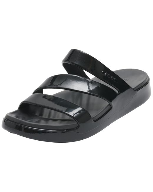 CROCSTM Black Getaway Patent Strappy Badeschlappen