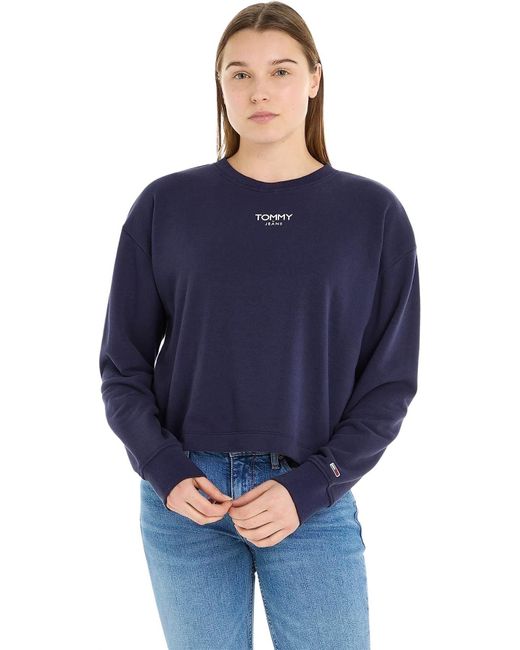 Tommy Hilfiger Blue Sweatshirt Cropped Logo No Hood