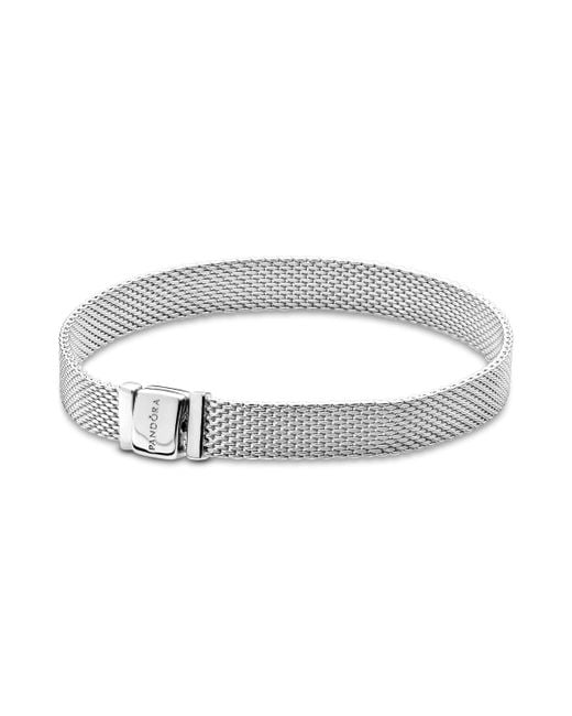 Pandora Metallic Timeless Sterling Silver Mesh Bracelet For Charms