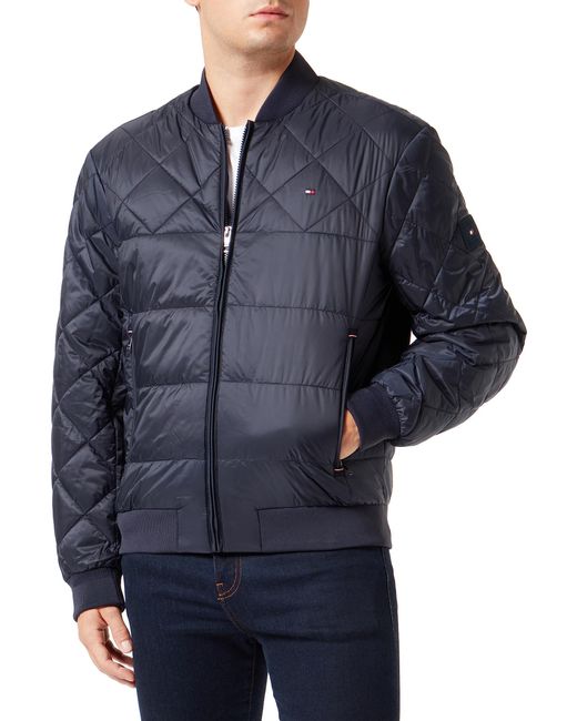 Tommy Hilfiger Blue Packable Recycled Bomber For Transition Weather for men