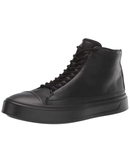 Ecco Leather Flexure T-cap High Sneaker in Black for Men | Lyst