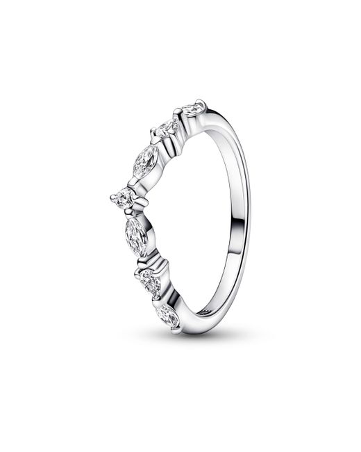 Pandora Metallic Timeless Wish Sparkling Alternating Sterling Silver Ring With Clear Cubic Zirconia