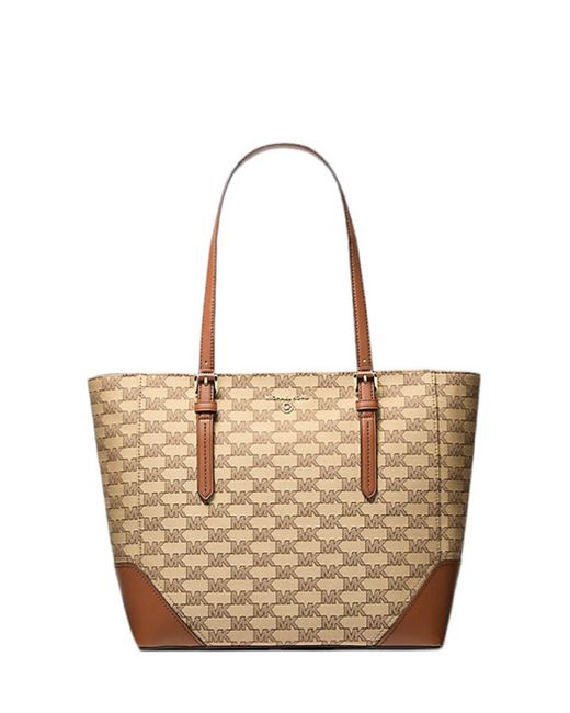 Michael Kors Natural Aria Large Signature Leather Tote