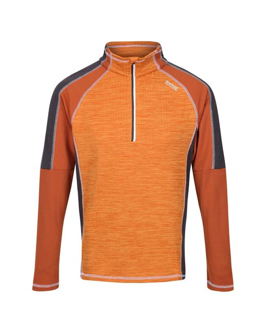 Regatta Orange S Hepley Moisture Wicking Half Zip Fleece Jacket for men
