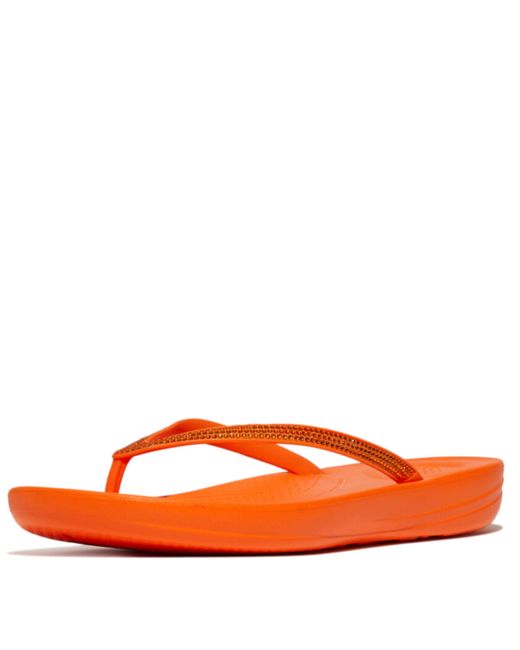 Fitflop Iqushion Sparkle Womens Flip Flop Sandals In Orange Uk
