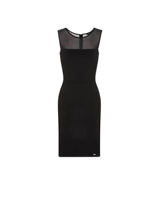 Emporio Armani Black A|x Armani Exchange Sleeveless Stretch Scuba Bodycon Mini Dress With Sheer Top